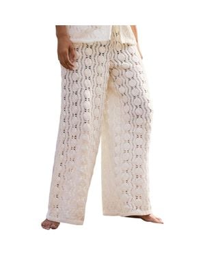 Mint Velvet Crochet Sequin Pants - Natural