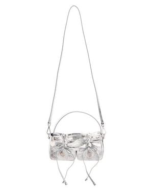 Acne Studios Micro Multipocket Luxe Metallic Leather Crossbody Bag - White