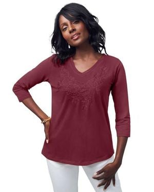 Jessica London Stretch Cotton Embroidered Tee