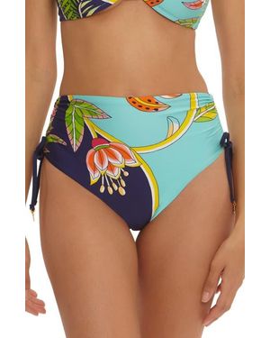 Trina Turk Flamingo High Waist Bikini Bottoms - Blue