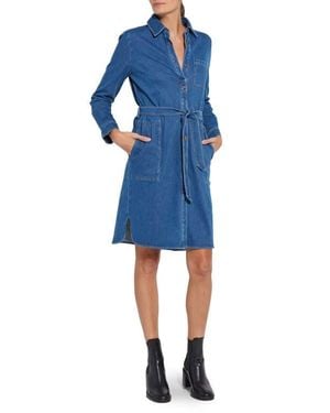 Lyssé Schiffer Belted Long Sleeve Denim Shirtdress - Blue