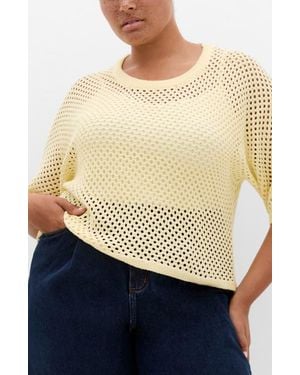 City Chic Open Stitch Sweater - White