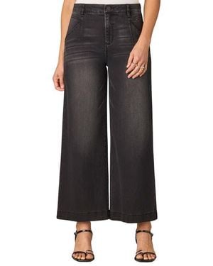 Wit & Wisdom Wyatt Skyrise V-Pocket Ankle Wide Leg Jeans - Black