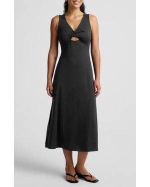 Beyond Yoga Twist Keyhole Midi Dress - Black