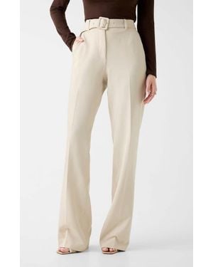 Guess Leila Belted Straight Leg Pants - Natural