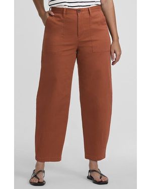 Lands' End Plus Size Chino High Rise Barrel Leg Utility Ankle Pants - Brown