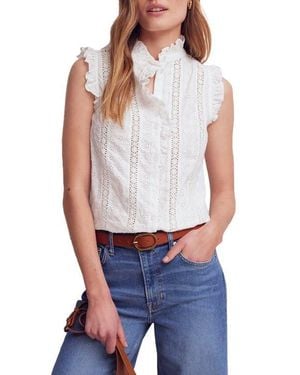 Boden Isabel Sleeveless Cotton Broderie Top - Blue