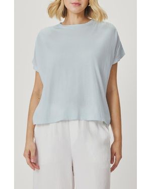 Splendid Rebecca Shirred Sleeve Cotton Blend T-Shirt - Blue