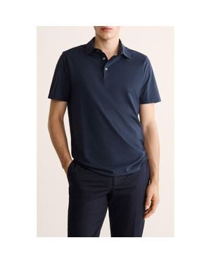 Mango Slim Fit Cotton Polo - Blue