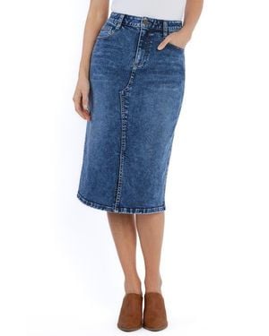 Wash Lab Denim Denim Midi Skirt - Blue