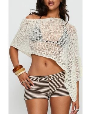 Princess Polly Boni Knit One-Shoulder Poncho - Gray