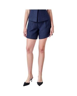 Endless Rose Relaxed Tweed Shorts - Blue