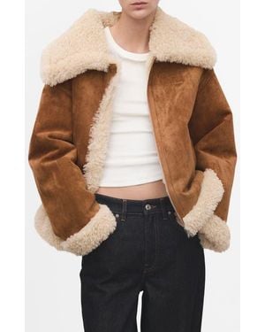 Mango Adriana Faux Sheraling Jacket - Black