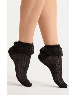 Casa Clara Palmer Ruffle Ankle Socks - Black