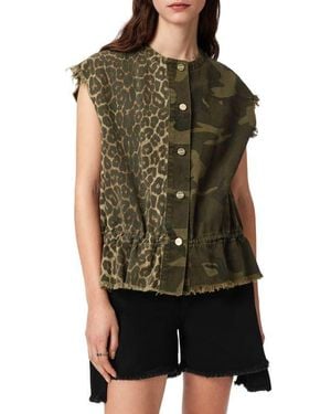 AllSaints Sofi Mixed Print Cotton Vest - Brown