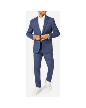 Opposuits Daily Slim Fit Herringbone Check Stretch Suit - Blue