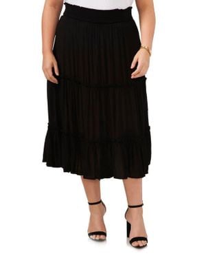 Vince Camuto Tiered Midi Skirt - Black