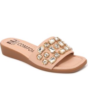 Ninety Union Jewel Ornament Slide Sandal - Pink