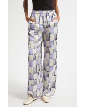 Emporio Armani Check Satin Pants - Gray