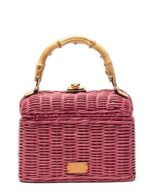 Frances Valentine Hannah Woven Wicker Lunchbox - Red