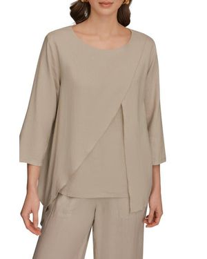 Donna Karan Overlap Wrap Front Top - Natural