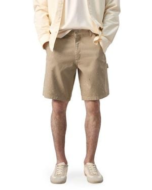 Mango X Fantastic Paint Splatter Relaxed Fit Denim Bermuda Shorts - Natural