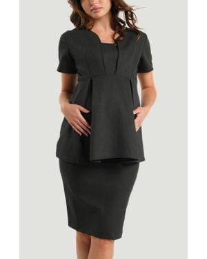 Marion Petite Short Sleeve Empire Waist Maternity & Nursing Suit Top - Black