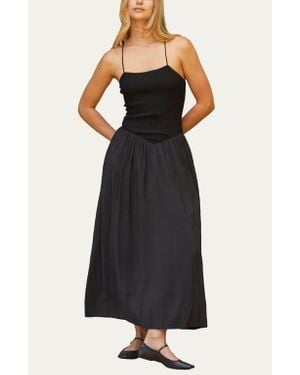 Crescent Mixed Media Maxi Dress - Black