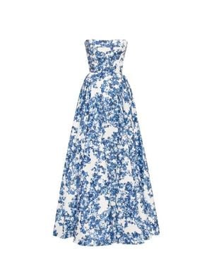 Millà Ravishing Hydrangea Corset Maxi Dress - Blue