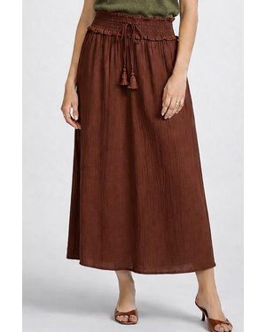 Elle Collection Waistband Detail Skirt - Brown