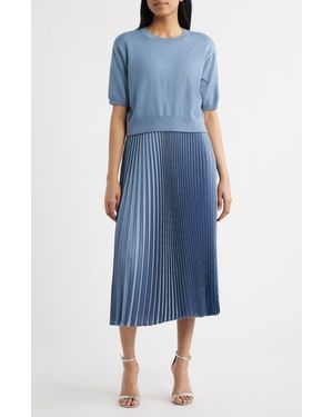 Cece Sweater & Pleated Skirt Two-Piece Set - Blue