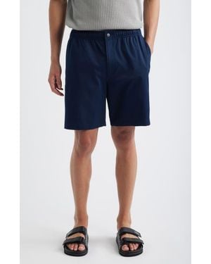 Theory Easy Elastic Waist Cotton Shorts - Blue