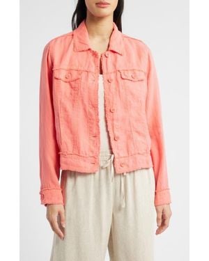 Tommy Bahama Two Palms Linen Raw Edge Jacket - Pink