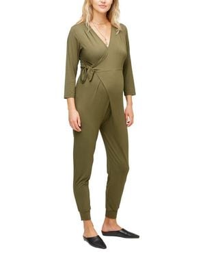 Nom Maternity Amabella Maternity & Nursing Wrap Jumpsuit - Green