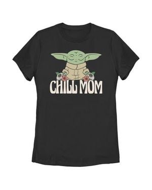 Star Wars Grogu Chill Mom Graphic T-Shirt - Black