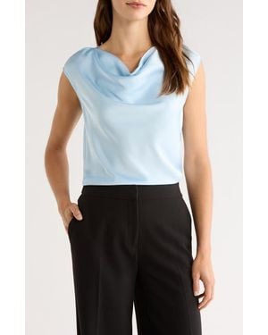 Halogen® Cowl Neck Sleeveless Top - Blue