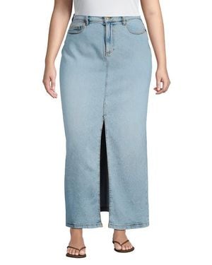 Lands' End Plus Size Soft Denim Maxi Skirt - Blue