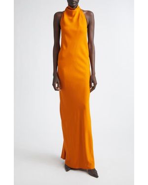 Brandon Maxwell The Ophelia Halter Neck Stretch Crepe Gown - Orange