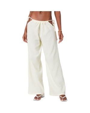Edikted Leoni Cutout Cotton Gauze Pants - Natural