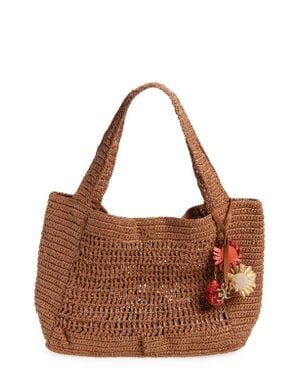 Sam Edelman Marcie Open Weave Raffia Tote - Brown