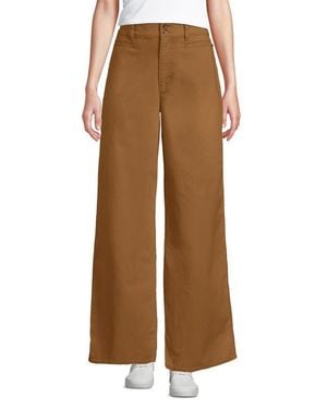 Lands' End Stretch Canvas High Rise Wide Leg Pants - Brown
