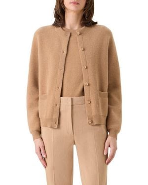 Akris Cashmere Piqué Cardigan - Brown