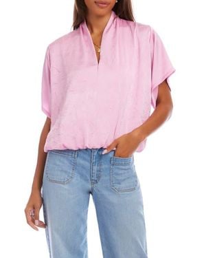 Karen Kane Crushed Satin V-Neck Top - Red