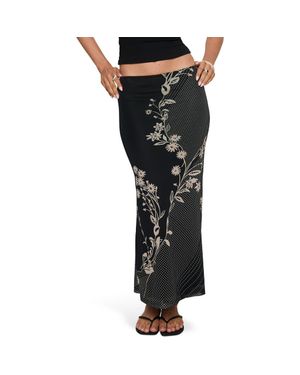 Princess Polly Dreamers Floral Mesh Maxi Skirt - Black