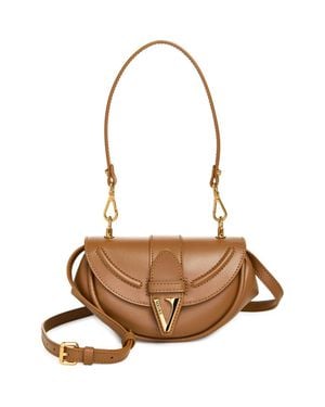 Versace Small Virtus Leather Shoulder Bag - Brown