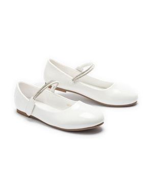 Tulle Liora Mary Jane Flats - White