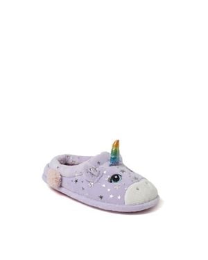 Dearfoams Kids' Peyton Animal Slip-On Clog Slipper - Purple