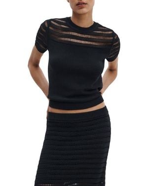 Rag & Bone Britt Openwork Crewneck Sweater - Black