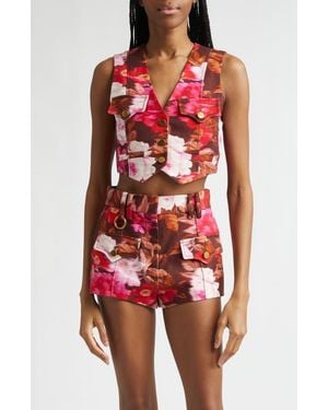 Zimmermann Luna Print Drill Vest - Red