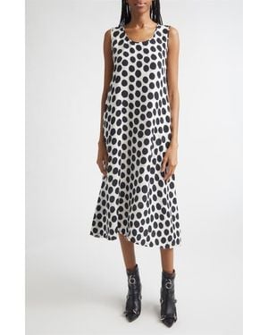 R13 Sleeveless Polka Dot Cupro Midi Dress - White
